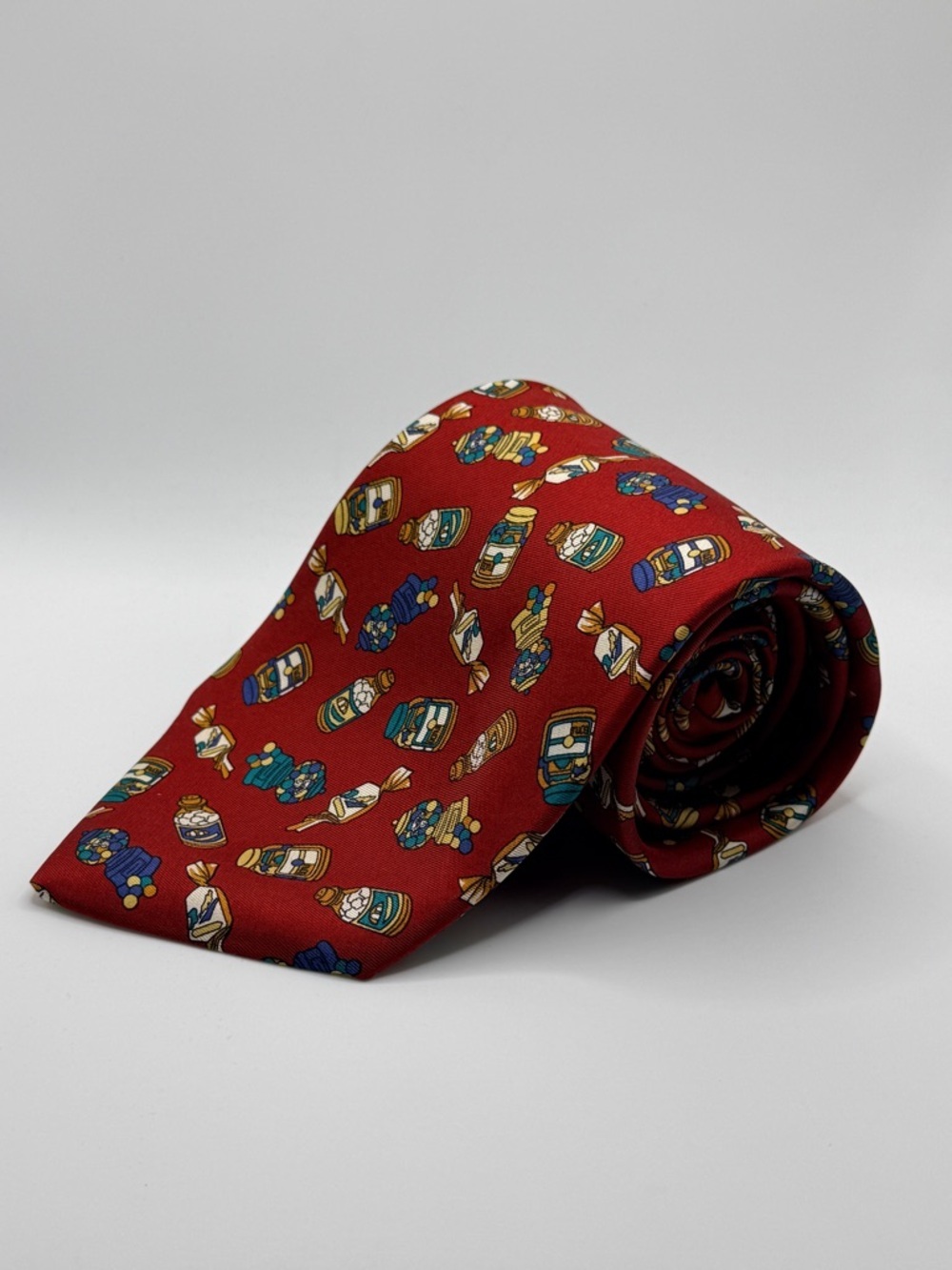 Renato Balestra Silk Tie Gumball Machine Candy Jar Pattern Italy